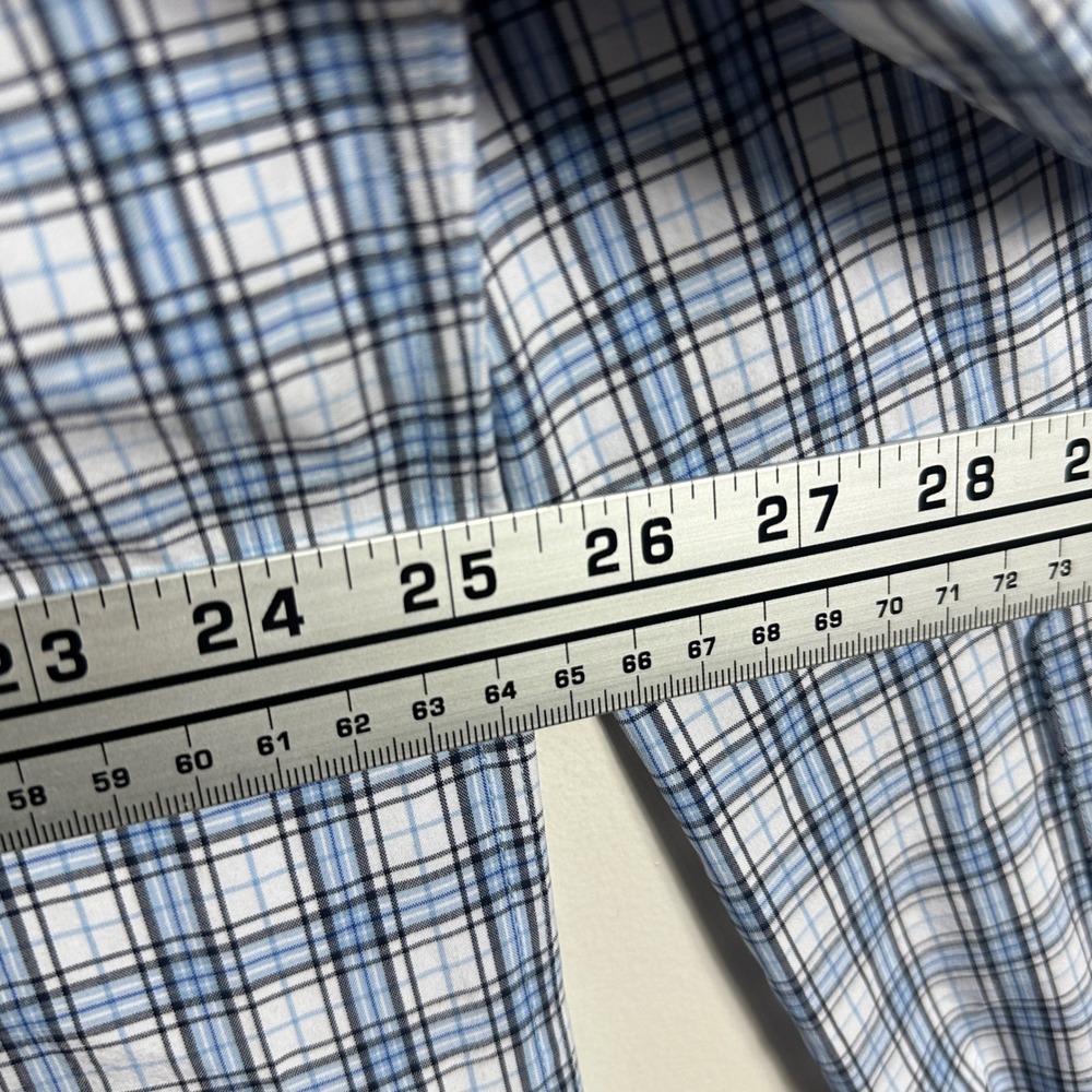 Peter Millar Summer Comfort Crown Long Sleeve Collared Shirt Blue Plaid Size XL - Picture 10 of 14